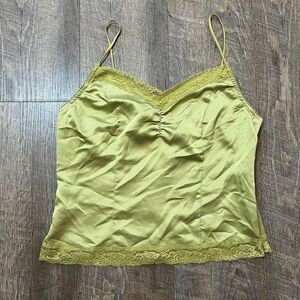 2000s Olive Green Silk Lace‎ Cami Top Womens Size Small/Medium